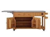 59.9''L Outdoor Gill Kitchen Cart, Solid Wood Kitchen Island with Extendable Stainless Steel N717P507994A