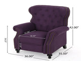 Accented Push Back Recliner Chair with Rolled Arms in Plum, Enjoy Cocooning Comfort 57337.00FPLU