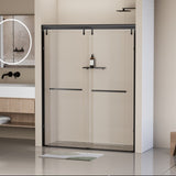 ZNTS 44-48 in. W x 76 in. H Semi-Frameless Shower Door, Double Sliding Shower Door, 5/16" Clear W1920P182242