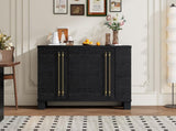 TREXM Sideboard Buffet Cabinet with Storage, Wood Sideboard with Adjustable Shelves and Gold Handles N715P232696B