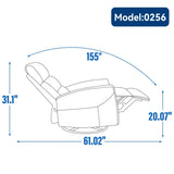 ZNTS Manual Recliner Chair with Rocker and Swivel in Fabric for Living Room, Khaki W1803P252281