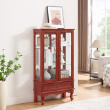 Lighted Glass Display Cabinet Glass Wine Cabinet Curio Display Cabinet with Adjustable Glass Shelves W1758P294633