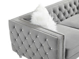 Gray, Two-seater Sofa, Velvet Crystal Buckle Upholstery Sofa, Crystal Feet, Removable Cushion, Two 91398134