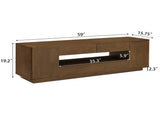 59" Mid Century Modern TV Stand for TVs up to 65", Walnut Entertainment Center with Open Storage & W1801P457802