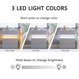 LED Nightstands 3 Drawer Dresser for End Table with Acrylic Board LED Bedside Tables for W2178132092