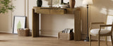 TREXM Entryway Table with Natural Wood Grain Finish, Console Table with Fluted Design, Oval Top and N715P288632D