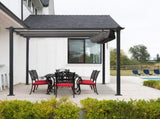 143.1" x 101.4" Retractable Canopy Metal Pergola, Heavy Duty Powder Coated Iron Frame Patio Pergola 55945350
