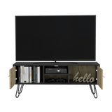 Huna Hairpin Legs TV Stand, Dual-Tone with 2 Doors and Open Shelves B070P173203