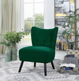 ZNTS Unique Style Green Velvet Covering Accent Chair Button-Tufted Back Brown Finish Wood Legs Modern B01143824