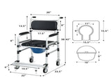 2-in-1 Aluminum Commode Shower Wheelchair Bath/Toilet Use, Adjustable Height , Foldable 55445089