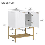 ZNTS 24" Bathroom Vanity with Sink, Bathroom Vanity Cabinet with Two Doors and Gold Metal Frame, Open WF306257AAK