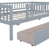 ZNTS Twin Size Daybed Wood Bed with Two Drawers, Gray WF301864AAE