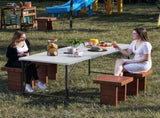6FT Foldable Table, White Rectangular Portable Table with Carry Handle for Indoor Outdoor Picnic 31986419