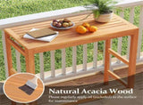 Natural Acacia Wood Foldable Patio Bar with Footrest & Slatted Top, Space-Saving Outdoor Pub 16941394
