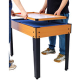 ZNTS 5-in-1 Multi-Game Table - Billiards, Push Hockey, Foosball, Ping Pong, and Basketball brown /blue W465P164156