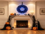 24in Black Pre-Lit Christmas Wreath, 179 Branch Tips, 35 Purple LED Lights, IP44 Timer, Gothic 18056329