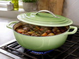 5QT Round Enameled Cast Iron Pot with Stainless Steel Handle Green Gradient 09898673