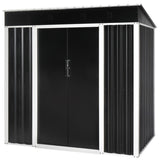 6 x 4 FT Outdoor Storage Shed, Metal Garden Storage House with Slanted Roof & Double Sliding Doors 72279813