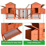 ZNTS Outdoor Wooden Chicken Coop, 124" Large Hen Cage Rabbit House, Bunny Hutch with Ventilation Door, 24350594