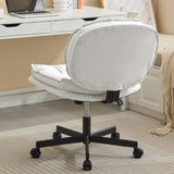 ZNTS Armless-Office Desk Chair with Wheels: PU Leather Cross Legged Wide Chair,Comfortable Adjustable 71405818