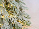 7 FT PreLit Flocked Artificial Christmas Tree, PreStrung LED Lights with White Plastic Ornament N769P523100W