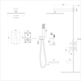 Shower System with Waterfall Tub Spout,12 Inch Wall Mounted Square Shower System with Rough-in W1243132416