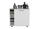 Bar -coffee cart 32" H, Kitchen or living room cabinet storage with 4 wheels, with 6 bottle racks, a B097133388