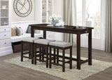 4pc Counter Height Dining Set Espresso Finish Counter Height Table w Drawer Built-in USB Ports Power B011P151855
