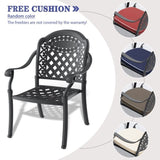 Cast Aluminum Patio Dining Chair 4PCS With Black Frame and Cushions In Random Colors W1710P166054