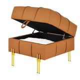 22 inches Anti-scratch Leather Storage Ottoman, Pet Friendly Entryway Bench with Golden Stainless W1191P196356