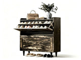 2-Drawer Top-Mounted Barn Door Shoe Cabinet Melamine Board Embossed MDF Shoe Cabinet 61546601