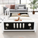 Full Size Classic Car-Shaped Platform Bed with Wheels,White WF306743AAK