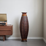 A 39-inch tall hand-woven bamboo floor vase - a decorative highlight for the living room, foyer or W2796P283884