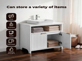 White Melamine Particleboard Bathroom Wall Cabinet 603060cm Grille 2 Door Storage Vanity Cabinet 65359643