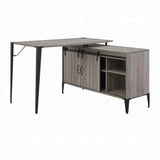 ZNTS Grey Oak Writing Desk with Sliding Barn Door B062P209219