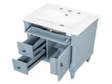 24 Inch Bathroom Vanity with Sink, Grey Blue Freestanding Bathroom Cabinet with Flip Drawer, 71370479