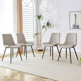 Light gray artificial leather backrest dining chair, black metal legs, curved widened W1151126209