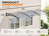 12040 in Transparent Door Awning Canopy, One-Piece PC Sun Panel with Black PP Brackets & Aluminum 48136737