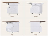 39.3" Farmhouse Kitchen Island with Drop Leaf, Kitchen Storage Island with Open Side Rack, One 44318455