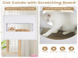 Multi-Level Cat Tree with 2 Scratching Pads, Dual-Door Cat Condo & Anti-Tipping Kit for Indoor Cats 72838167