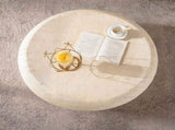 MgO Mid-Century Round Centre Table Vintage Faux Stone Sofa Pre-Modern Tables Beige W3081P344038
