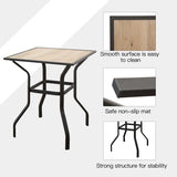 Outdoor Patio Bar Table Square Metal Table with Wood-Look Tabletop, for Garden Balcony Backyard W1859P203847