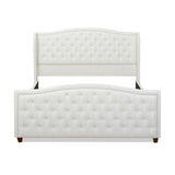 Marcella Upholstered Shelter Headboard Bed Set, King, Antique White Polyester B2719P238224