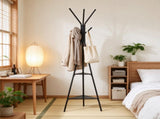 Coat Rack Stand with 2 Shelves and 6 Hooks, Freestanding Hall Coat Tree for Entryway, Bedroom, 02452166