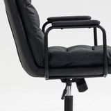 Office Chair,Mid Back Home Office Desk Task Chair with Wheels and Arms Ergonomic PU Leather Computer W1143133924