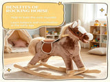 Plush Toddler Rocker Kids Rocking Horse with Solid Wooden Base Premium Ride-On Toy for Little 18291222