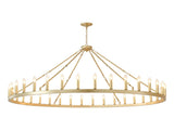 63.8 INCH 36-Light Extra Large Wagon Wheel Chandelier, Gold Farmhouse Round Wheel Chandelier Light W5008P543830