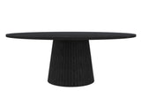 47 inch Round MDF Dining Table for 4, Modern Farmhouse Kitchen Table with Wood Strip Base, Black 49913850