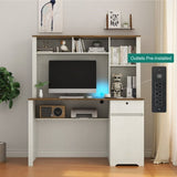 Computer Desk with Hutch & Bookshelf,Wood Executive Desk Teens Student Desk Writing Laptop Home W1321P205015