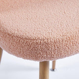 Modern beige dining chair with iron tube wood color legs, shorthair cushions and W23461124